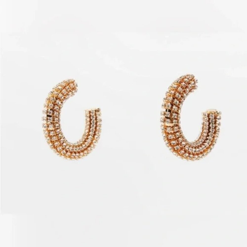 NWT. Zara Jewel Open hoop earrings with jewel appliqués. - Picture 4 of 5